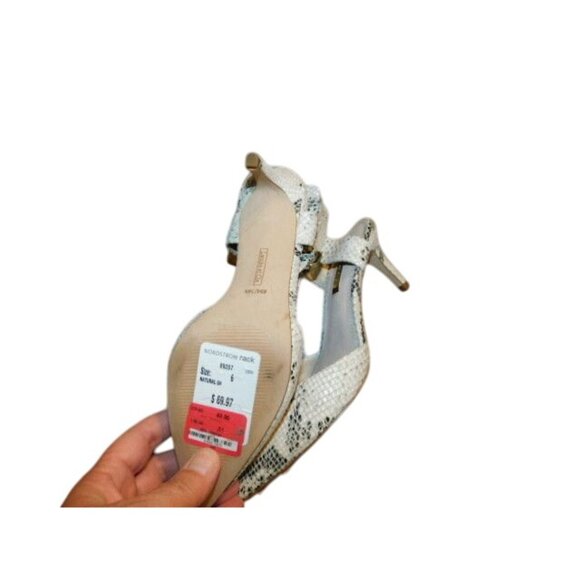 Louise et Cie Size 6M Reptile Print Leather Ankle Strap Heels NWT - Picture 3 of 3